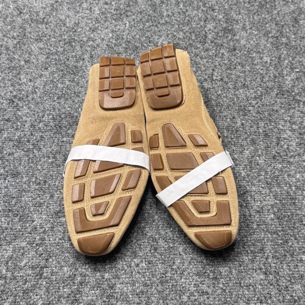 Donald Pliner Dutton02 Loafers Men 7 Tan Suede Driving Shoes Preppy Quiet Luxury